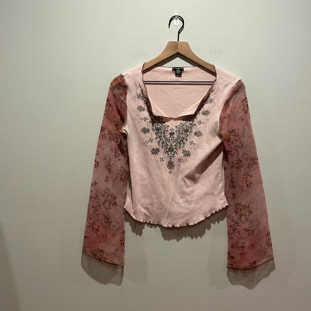 Y2K FANG top with sheer flared top size M